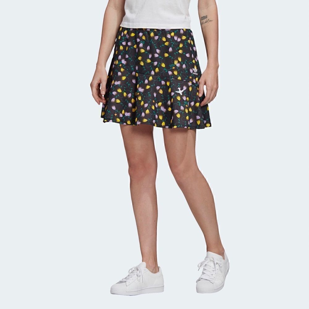 New! Adidas Floral Print Tier Sporty Athletic Tennis Mini Skirt